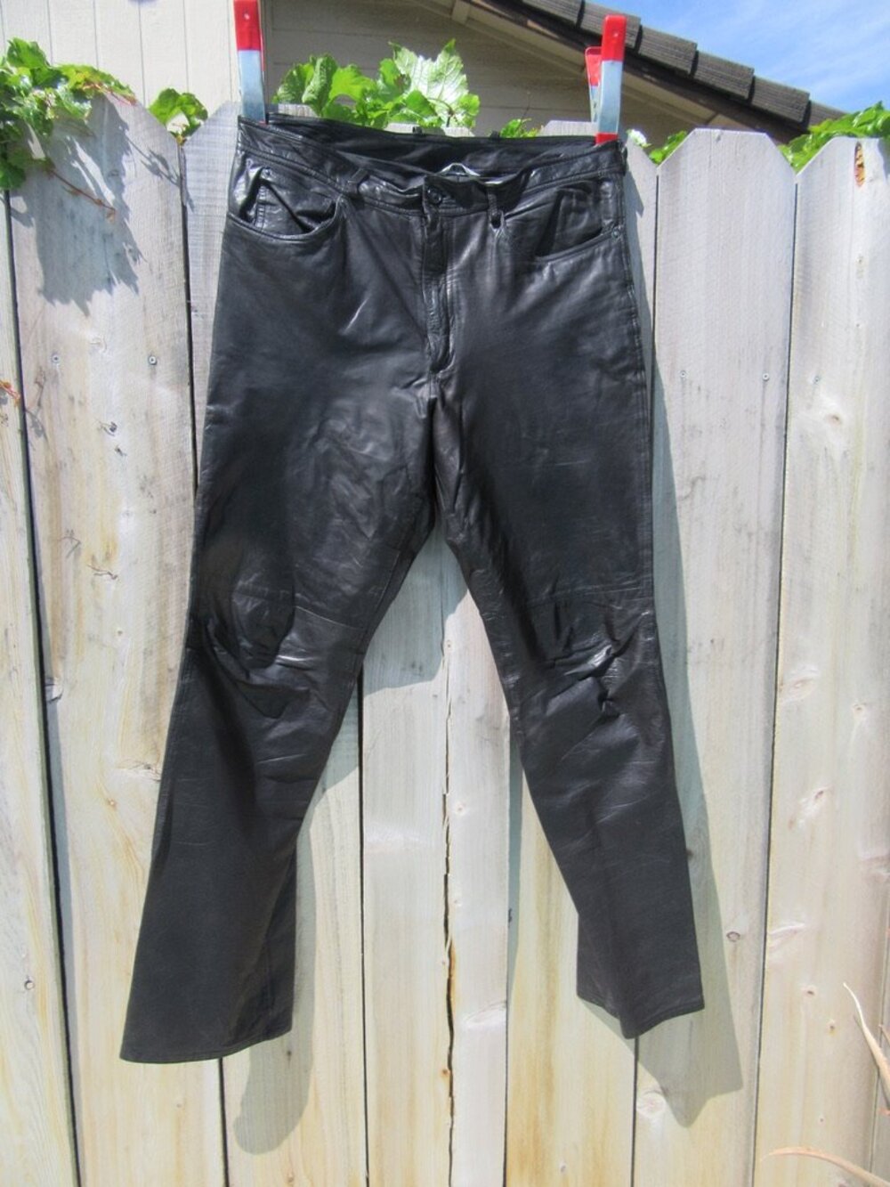 Vintage Phillippe Monet Black Genuine Leather Pants Men's Size 36